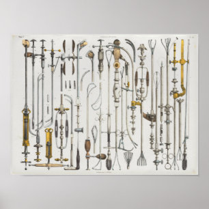 Impressão cirúrgico da anatomia do vintage dos