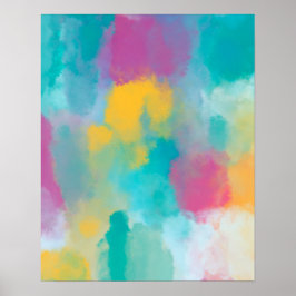Impressão Colorida de Abstrato Watercolor