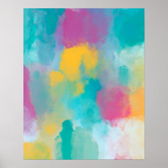 Impressão Colorida de Abstrato Watercolor (Frente)