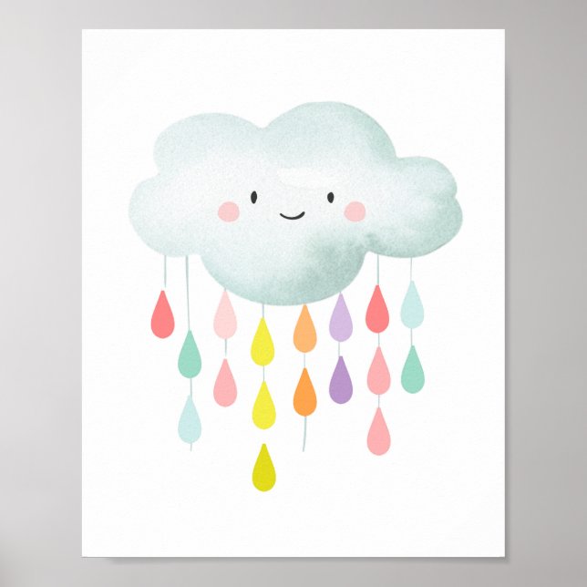 Impressão Colorida de Gotas de Chuva na Nursery Pr (Frente)