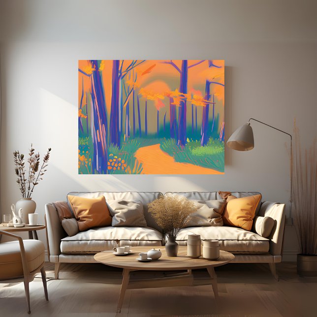Impressão Colorida de Telas Esticadas (Colorful Forest Stretched Canvas Print)