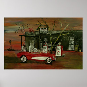 Impressão convertível velho do poster de Corveta