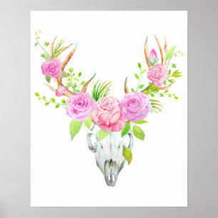 Impressão cor-de-rosa da arte do crânio dos cerv