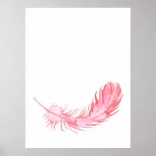Impressão cor-de-rosa da pena de Boho da aguarela