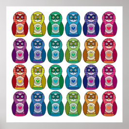 Impressão - Cute Rainbow Matryoshka Owl