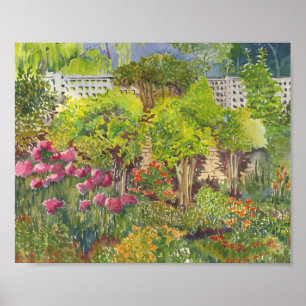Impressão da aguarela do jardim de Jane Austen