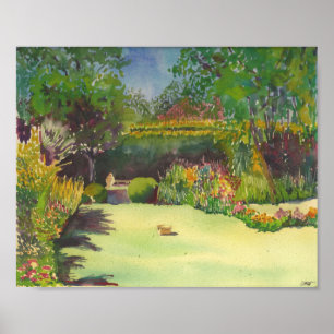 Impressão da aguarela do jardim II de Jane Austen