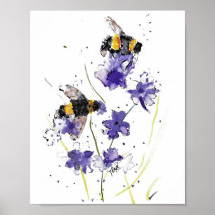 Impressão da aquarela original de Abelhas e Viole