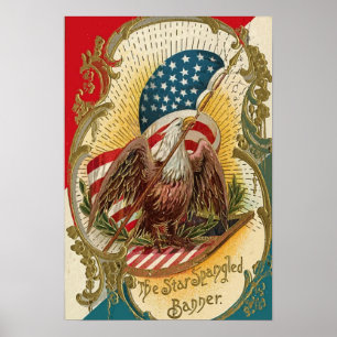 Impressão da arte da águia americana da bandeira