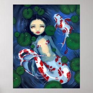 Impressão da arte da fantasia da sereia da lagoa