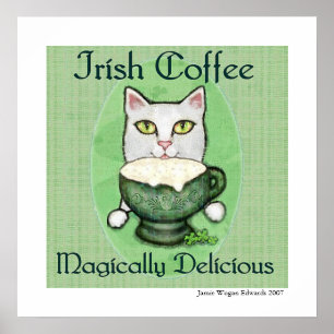 Impressão da arte do dia de St Patrick do gato do