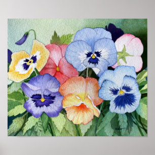 Impressão da arte dos Pansies II da aguarela