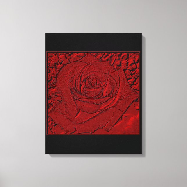 Impressão da Canvas "Escultura" da rosa vermelha (Frente)