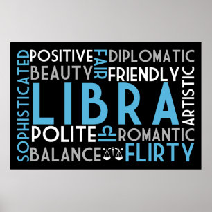 Impressão da Libra Astrologia Word Collage