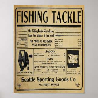 Impressão da Loja de Empregos de Pesca Vintage