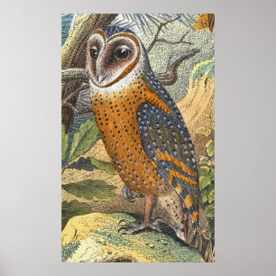 Impressão da pintura da coruja de celeiro do