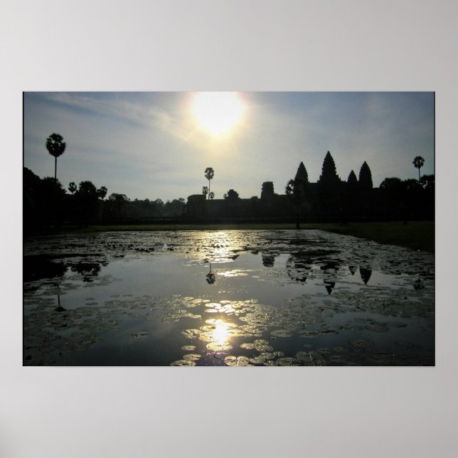 Impressão da Silhueta Matinal de Angkor Wat Camboj (Frente)