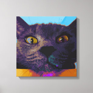 Impressão das canvas de pop art da cara do gato