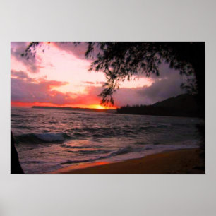 Impressão das canvas do por do sol de Kauai