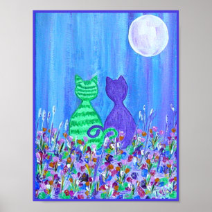 Impressão das canvas - gatos no luar
