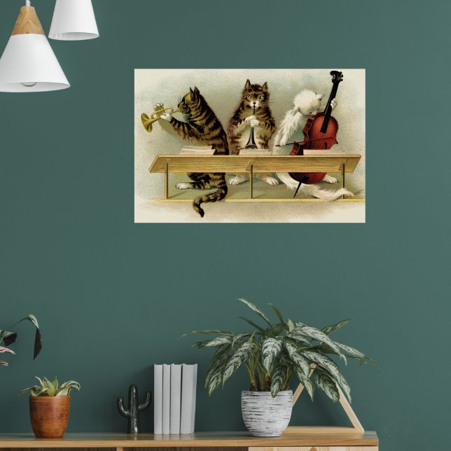 impressão de 3 Vintage Adorable Musical Cats (Sala de Estar 1)