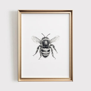 Impressão de Abelha, Arte de Parede IMPRESSO, Esbo