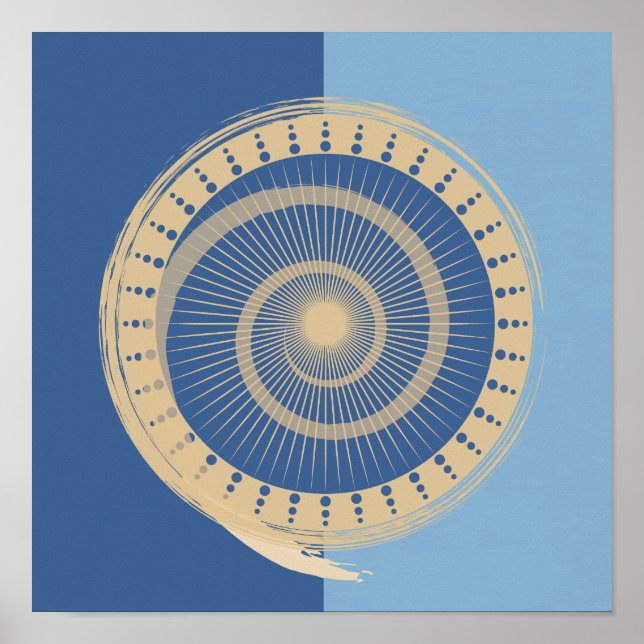 Impressão de abstrato azul e espiral espiral solar (Frente)