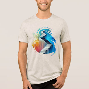 Impressão de abstrato - Camisa - Escadas para Mult
