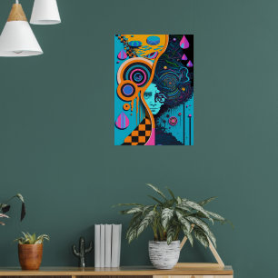 Impressão de Abstrato de parede colorida e brilhan