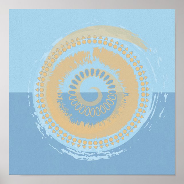 Impressão de abstrato Design azul e espiral toráci (Frente)