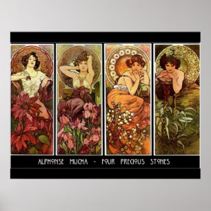Impressão de Alphonse Mucha de 4 pedras