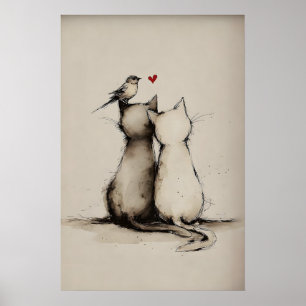 Impressão de Amor de Gato, Impressão de Arte Anima