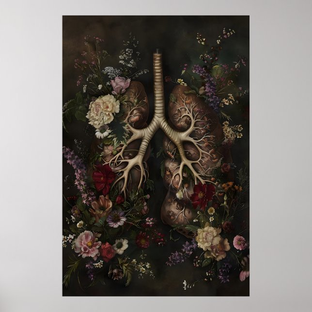 Impressão de Anatomia dos Pulmões Florais, Médico  (Frente)