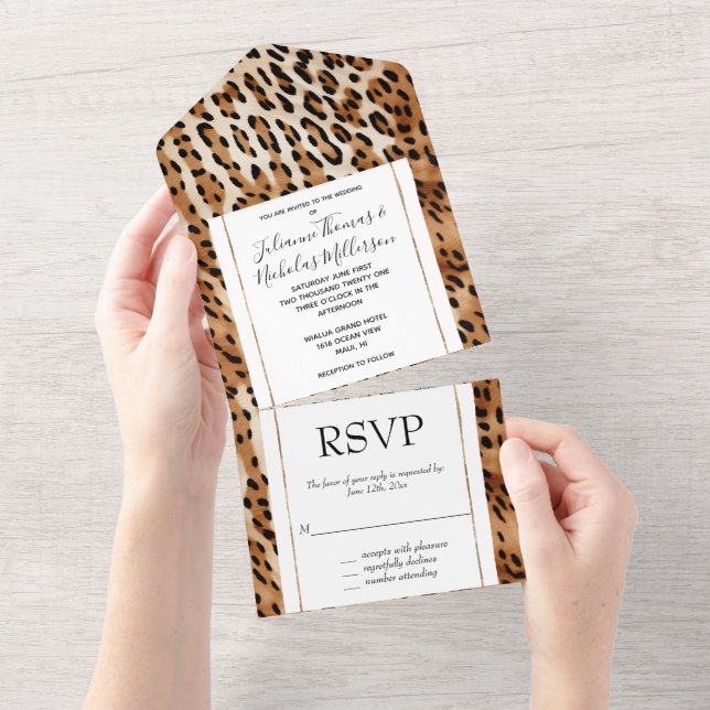 Impressão de Animais do Leopardo Branco-Preto-Cast (Aba destacável)