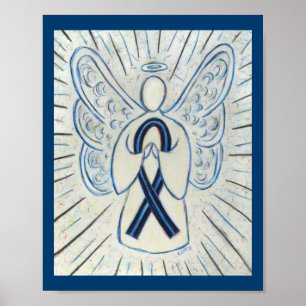 Impressão de anjo de fita de consciência azul e pr