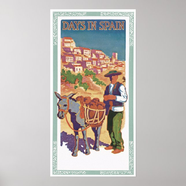 Impressão de Anúncios de Viagem de Espanha de Post (Frente)