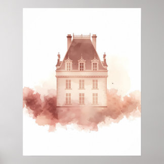 Impressão de Arquitetura em Aquarela de Castelo Fr