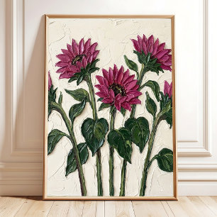 Impressão de Arte Abstrata de Girassol Magenta em
