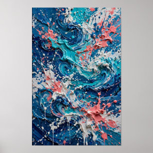 Impressão de Arte Abstrata de Onda do Oceano Coral