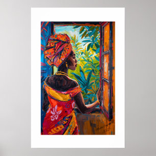 Impressão de Arte Abstrata Vibrante Africana