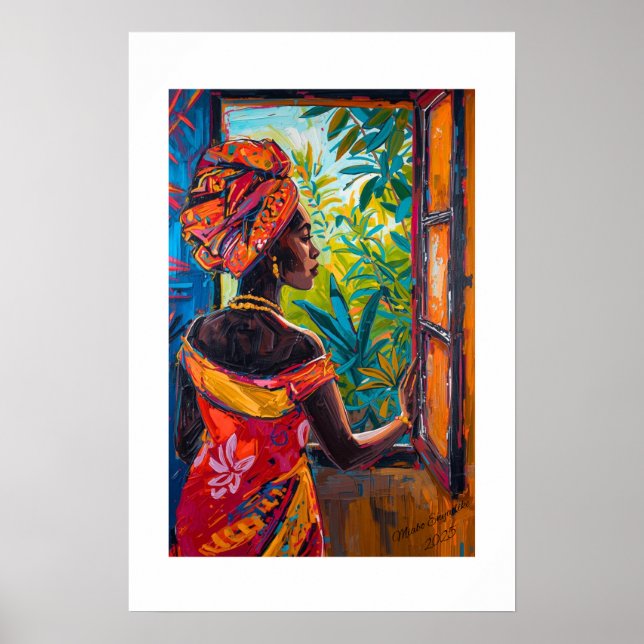 Impressão de Arte Abstrata Vibrante Africana (Frente)