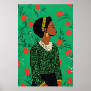 Impressão de Arte Afrocentrada Feminina Giclée Flo