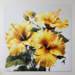 Impressão de Arte Amarelo do Flor Hibiscus