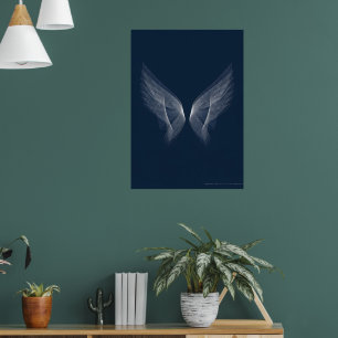 Impressão de Arte Asas de Anjo Prateadas   Fundo E
