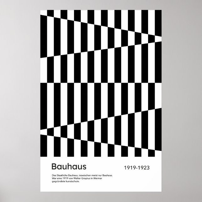 Impressão de Arte Bauhaus Preto Branco em Xadrez (Frente)