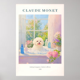 Impressão de Arte Bichon Frise Estilo Monet Banhei