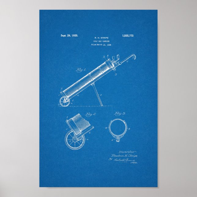 impressão de Arte Blueprint Patente do Golf Bag 19 (Frente)