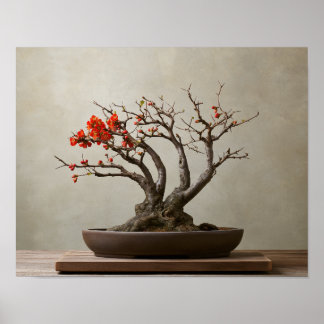 Impressão de Arte Bonsai de Quince Florido | Arte