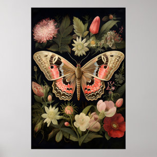 Impressão de Arte Botânica de Borboleta na Parede,