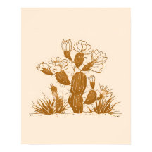 Impressão de Arte Botânica de Cacto do Deserto Flo